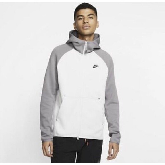 Nike Men's 2XL Sportswear Tech Fleece Full-zip Hoodie Gray Colorblock - Picture 1 of 10